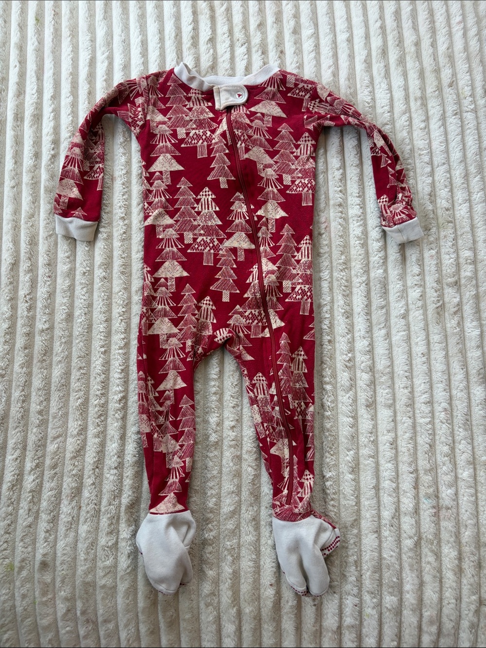 Burt's Bees Baby Red Holiday Tree Footed One-Piece